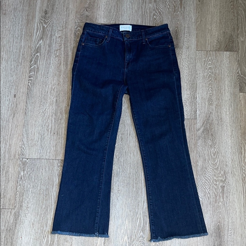 Parker smith ankle dark denim blue wash jeans size 6 28 frayed hem